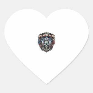 Patriotic Cyber Liberty Skull Cyberpunk Future Fre Heart Sticker
