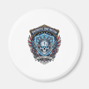 Patriotic Cyber Liberty Skull Cyberpunk Future Fre Magnet