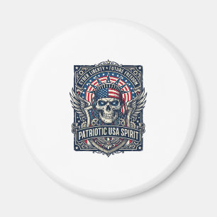 Patriotic Cyber Liberty Skull Cyberpunk Future Fre Magnet