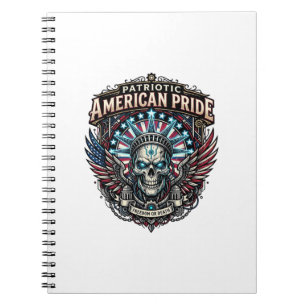 Patriotic Cyber Liberty Skull Cyberpunk Future Fre Notebook