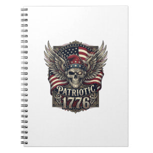 Patriotic Cyber Liberty Skull Cyberpunk Future Fre Notebook