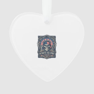 Patriotic Cyber Liberty Skull Cyberpunk Future Fre Ornament