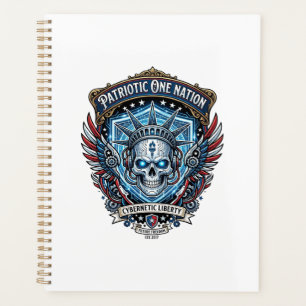 Patriotic Cyber Liberty Skull Cyberpunk Future Fre Planner
