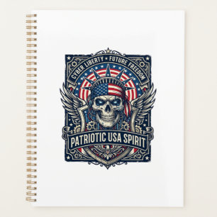 Patriotic Cyber Liberty Skull Cyberpunk Future Fre Planner