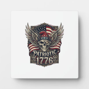 Patriotic Cyber Liberty Skull Cyberpunk Future Fre Plaque