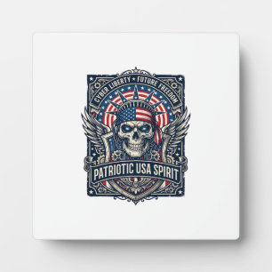 Patriotic Cyber Liberty Skull Cyberpunk Future Fre Plaque