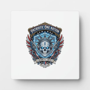 Patriotic Cyber Liberty Skull Cyberpunk Future Fre Plaque
