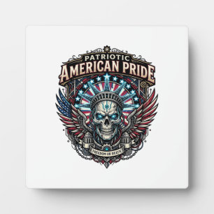 Patriotic Cyber Liberty Skull Cyberpunk Future Fre Plaque