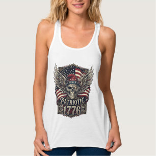 Patriotic Cyber Liberty Skull Cyberpunk Future Fre Singlet