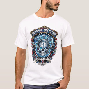 Patriotic Cyber Liberty Skull Cyberpunk Future Fre T-Shirt