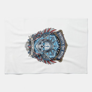 Patriotic Cyber Liberty Skull Cyberpunk Future Fre Tea Towel