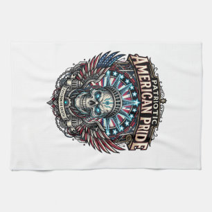 Patriotic Cyber Liberty Skull Cyberpunk Future Fre Tea Towel