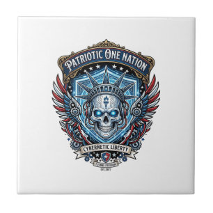 Patriotic Cyber Liberty Skull Cyberpunk Future Fre Tile