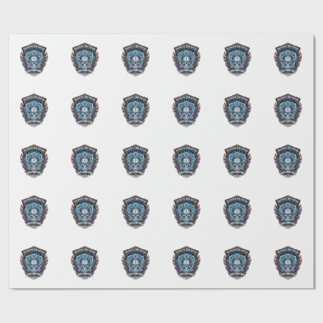 Patriotic Cyber Liberty Skull Cyberpunk Future Fre Wrapping Paper (Flat)