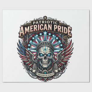 Patriotic Cyber Liberty Skull Cyberpunk Future Fre Wrapping Paper