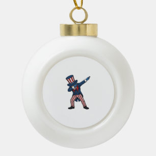 Patriotic Dabbing Character Vintage Vector Design_ Ceramic Ball Christmas Ornament