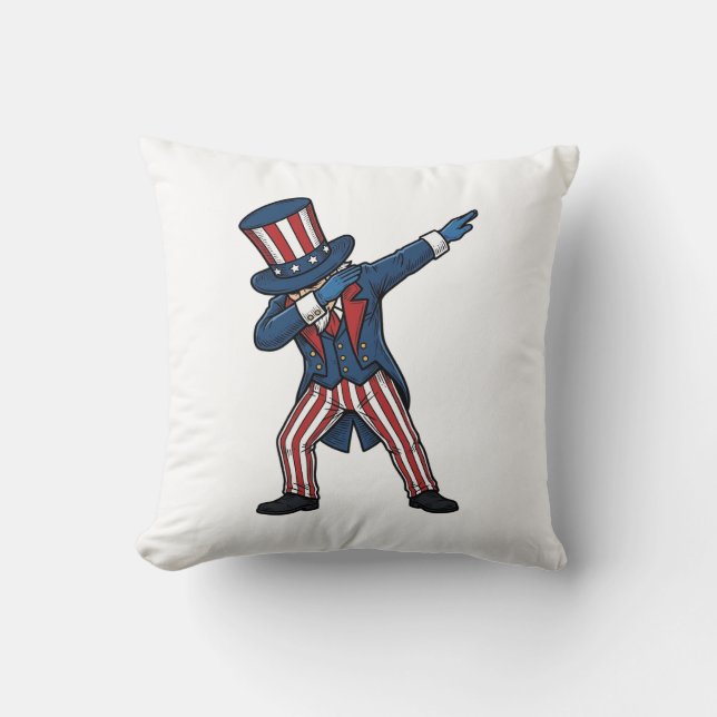 Patriotic Dabbing Character Vintage Vector Design_ Cushion (Front)