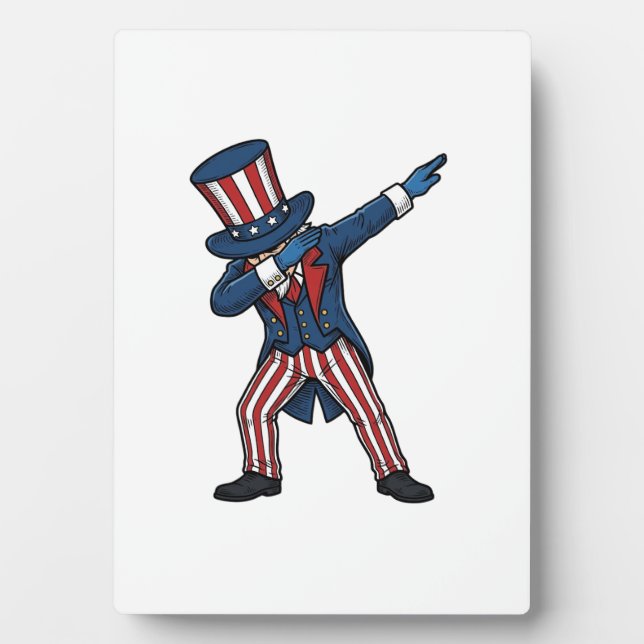 Patriotic Dabbing Character Vintage Vector Design_ Plaque (Front)