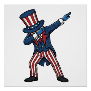 Patriotic Dabbing Character Vintage Vector Design_ Poster