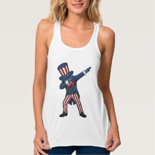 Patriotic Dabbing Character Vintage Vector Design_ Singlet