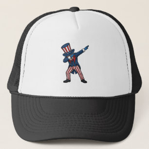 Patriotic Dabbing Character Vintage Vector Design_ Trucker Hat
