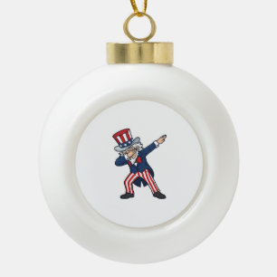 Patriotic Dabbing Gentleman Vintage Vector Design_ Ceramic Ball Christmas Ornament