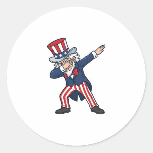 Patriotic Dabbing Gentleman Vintage Vector Design_ Classic Round Sticker