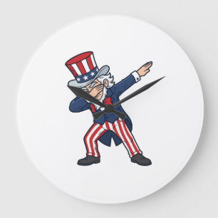 Patriotic Dabbing Gentleman Vintage Vector Design_ Large Clock