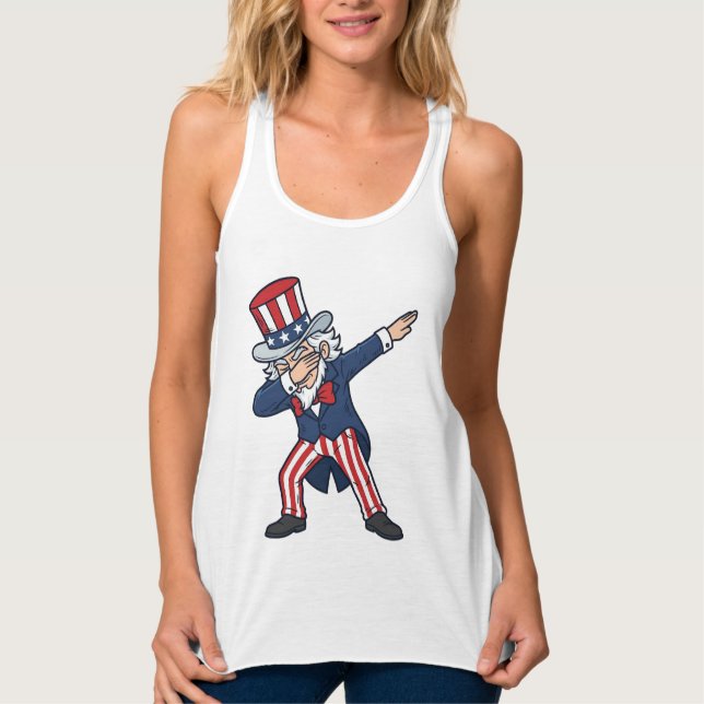 Patriotic Dabbing Gentleman Vintage Vector Design_ Singlet (Front)