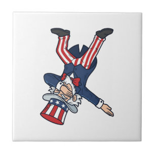 Patriotic Dabbing Gentleman Vintage Vector Design_ Tile
