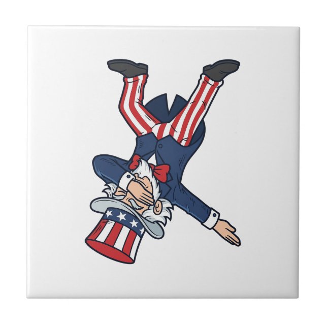 Patriotic Dabbing Gentleman Vintage Vector Design_ Tile (Front)