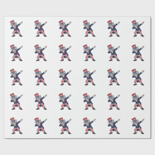 Patriotic Dabbing Gentleman Vintage Vector Design_ Wrapping Paper