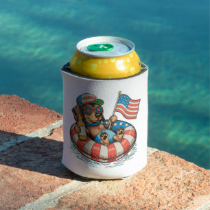 Patriotic Dachshund Dog 250 Anniversary 4th July Can Cooler