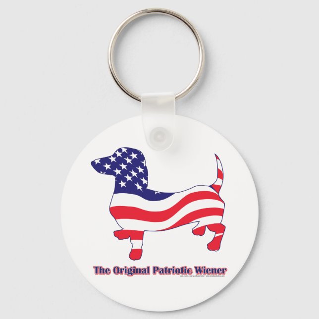 Patriotic Dachshund - Doxie Key Ring (Front)
