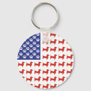 Patriotic Dachshund Doxie Key Ring