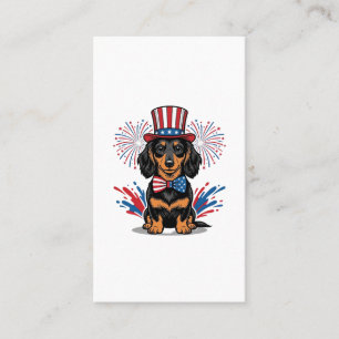 Patriotic Dachshund Fireworks Vintage Vector Art_1 Business Card