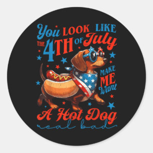 Patriotic Dachshund Fourth Of July 4th Flag Cute H Classic Round Sticker