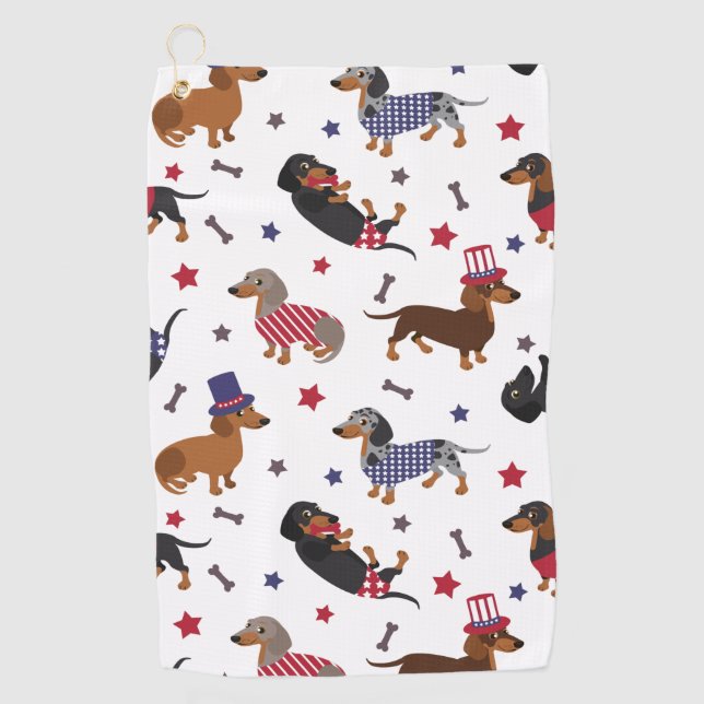 Patriotic Dachshund Golf Towel (Front)