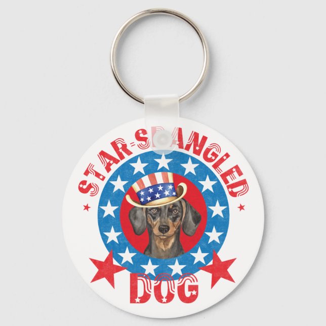 Patriotic Dachshund Key Ring (Front)