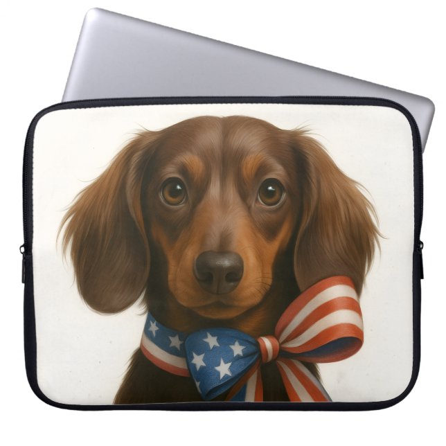 Patriotic Dachshund Laptop Sleeve (Front)