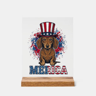 Patriotic Dachshund Merica Vintage Dog Shirt_1 Acrylic Sign