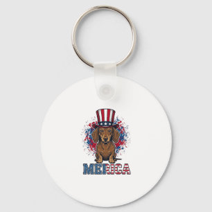 Patriotic Dachshund Merica Vintage Dog Shirt_1 Key Ring