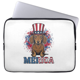 Patriotic Dachshund Merica Vintage Dog Shirt_1 Laptop Sleeve