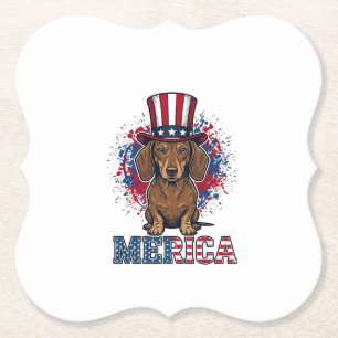 Patriotic Dachshund Merica Vintage Dog Shirt_1 Paper Coaster
