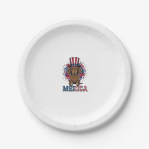 Patriotic Dachshund Merica Vintage Dog Shirt_1 Paper Plate