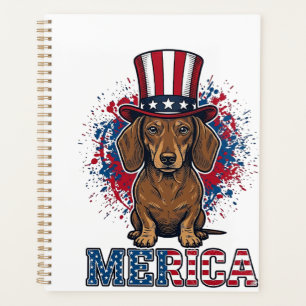 Patriotic Dachshund Merica Vintage Dog Shirt_1 Planner