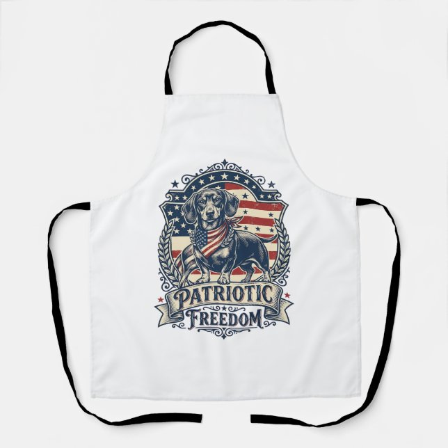 Patriotic Dachshund Vector Graphic Tee_1 Apron (Front)