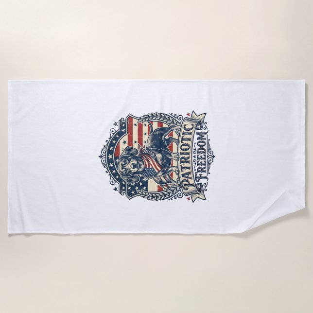 Patriotic Dachshund Vector Graphic Tee_1 Beach Towel (Front)