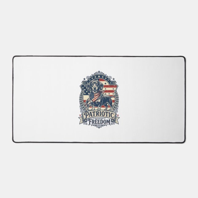 Patriotic Dachshund Vector Graphic Tee_1 Desk Mat (Front)