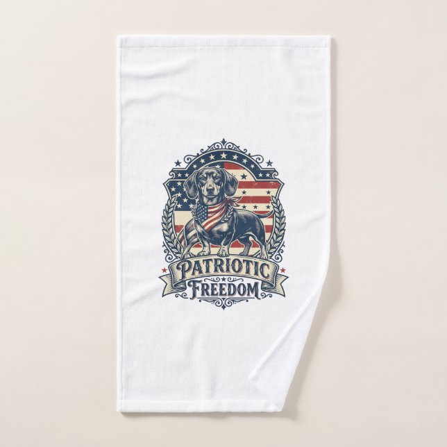 Patriotic Dachshund Vector Graphic Tee_1 Hand Towel (Hand Towel)
